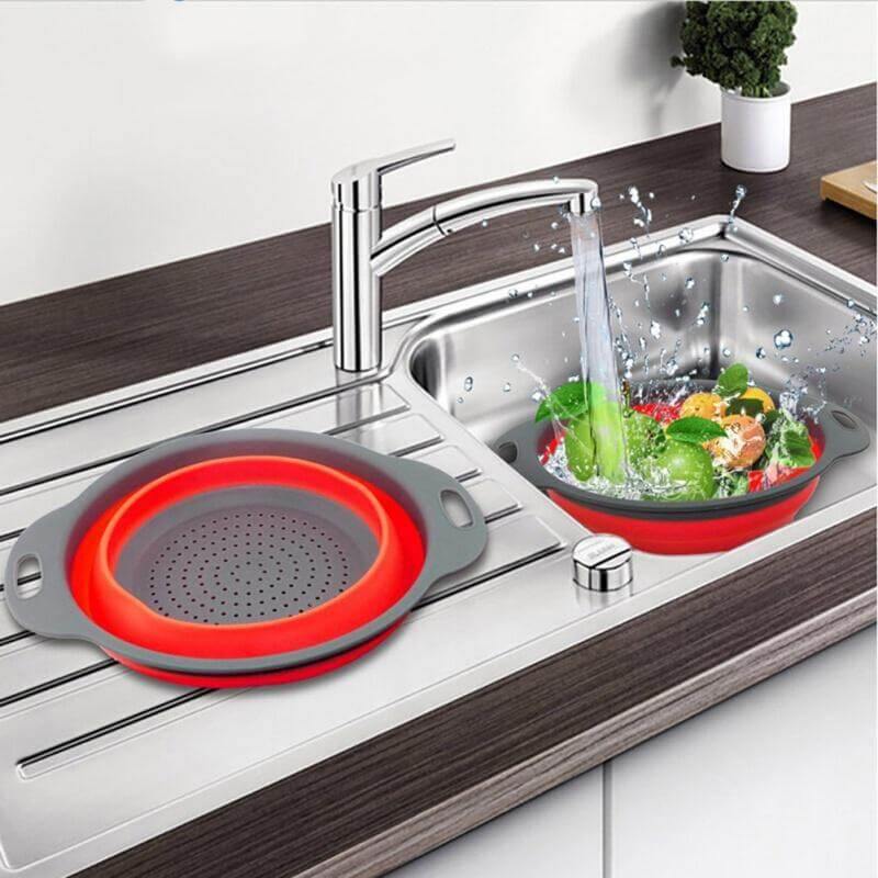 Foldable Silicone Colander Fruit Vegetable Washing Basket - MaviGadget