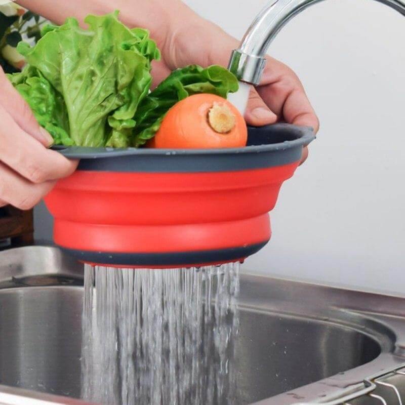 Foldable Silicone Colander Fruit Vegetable Washing Basket - MaviGadget