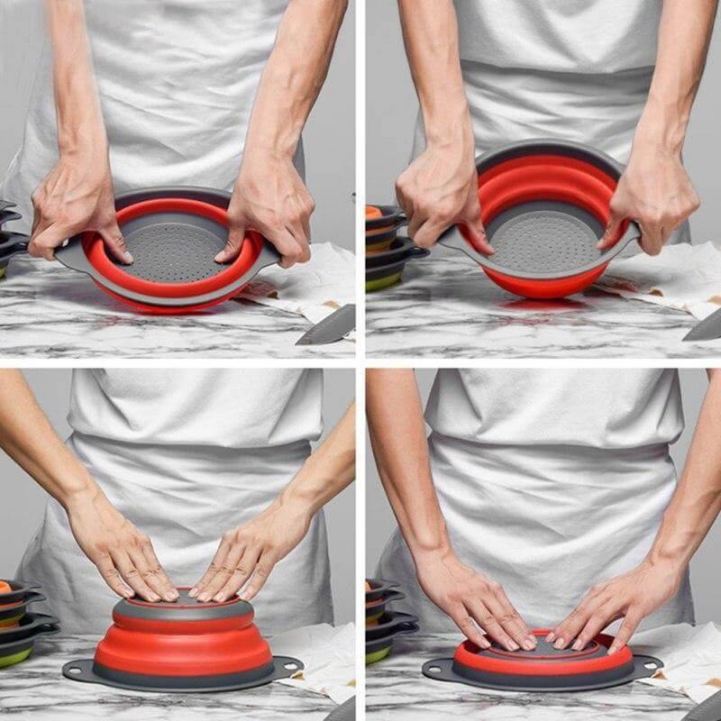 Foldable Silicone Colander Fruit Vegetable Washing Basket - MaviGadget