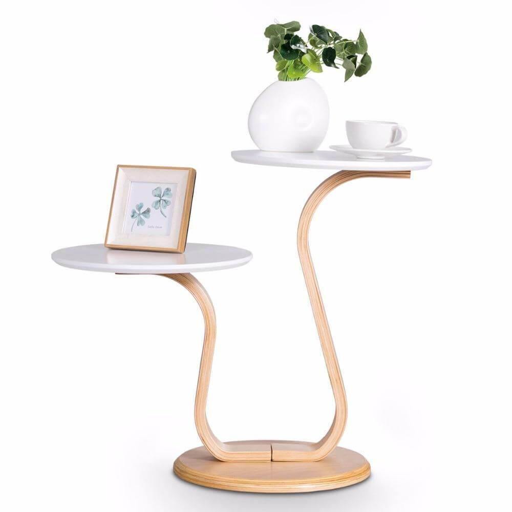 Modern Luxury Bentwood End Accent Table w/Curved Leg - MaviGadget