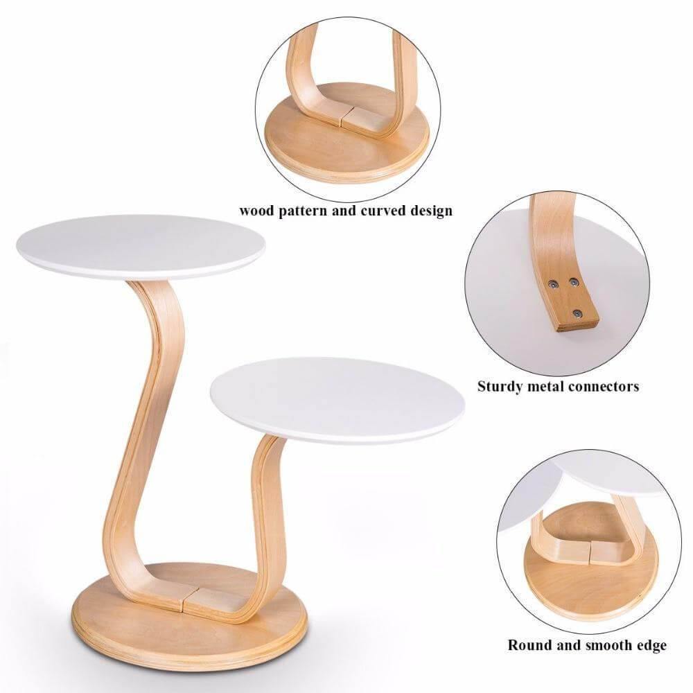 Modern Luxury Bentwood End Accent Table w/Curved Leg - MaviGadget