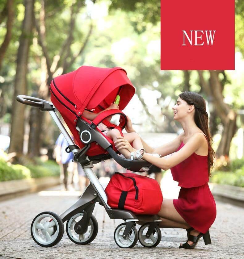 Luxury High End and High Landscape Red Baby Stroller - MaviGadget