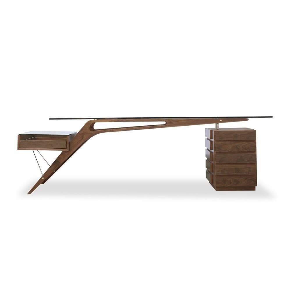Futuristic Walnut Protractor Modern Desk - MaviGadget
