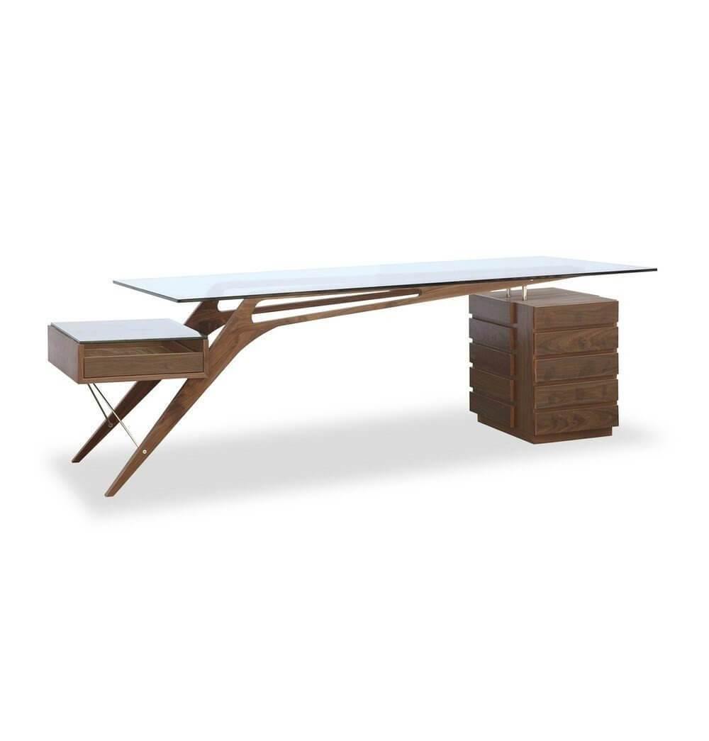 Futuristic Walnut Protractor Modern Desk - MaviGadget