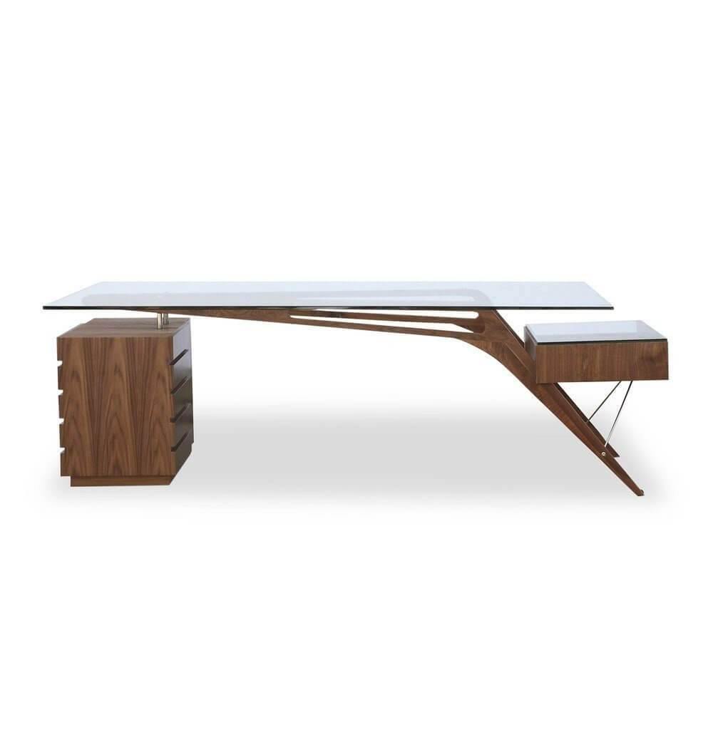 Futuristic Walnut Protractor Modern Desk - MaviGadget