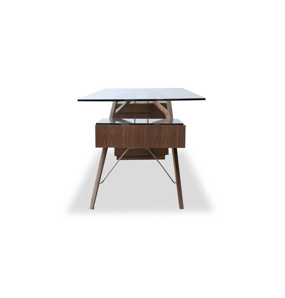 Futuristic Walnut Protractor Modern Desk - MaviGadget