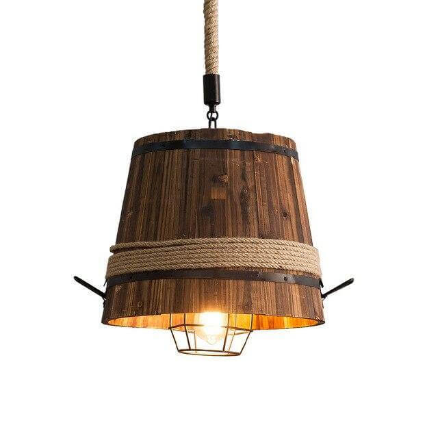 American Retro Wooden Barrel Chandelier - MaviGadget