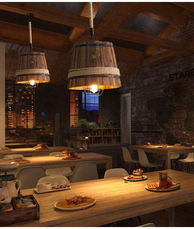 American Retro Wooden Barrel Chandelier - MaviGadget