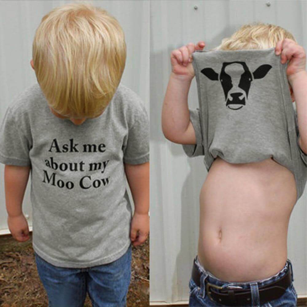 Ask Me About My Moo Cow Kid Funny Tshirt - MaviGadget