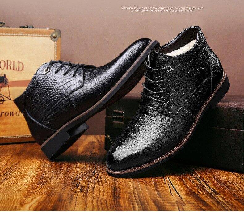 Leather Warm Thick Men Winter Boots - MaviGadget