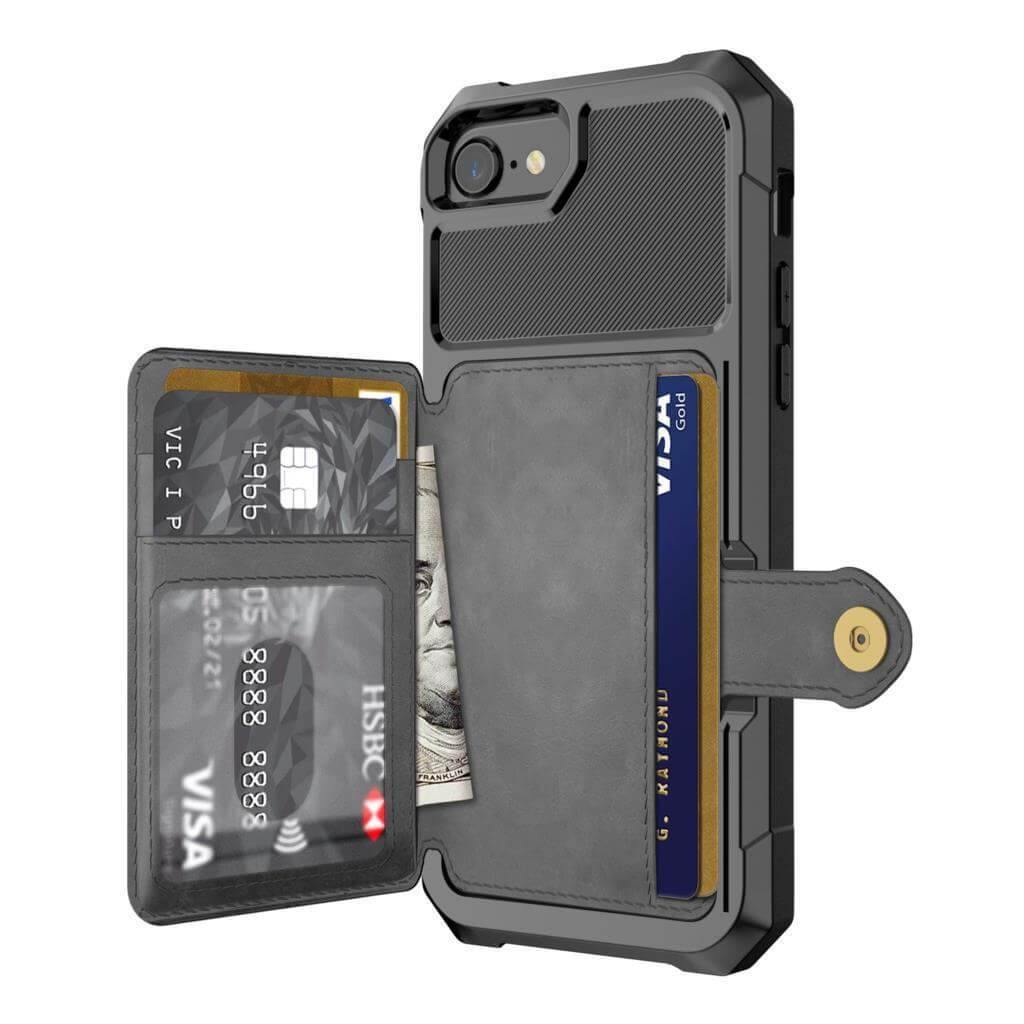 Luxury Leather Buckle Wallet Case for iPhone - MaviGadget