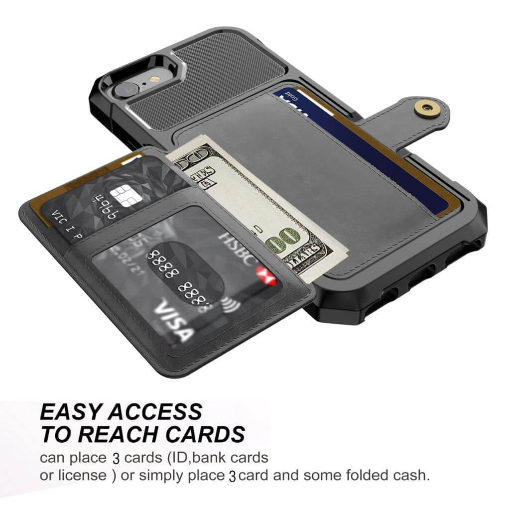Luxury Leather Buckle Wallet Case for iPhone - MaviGadget