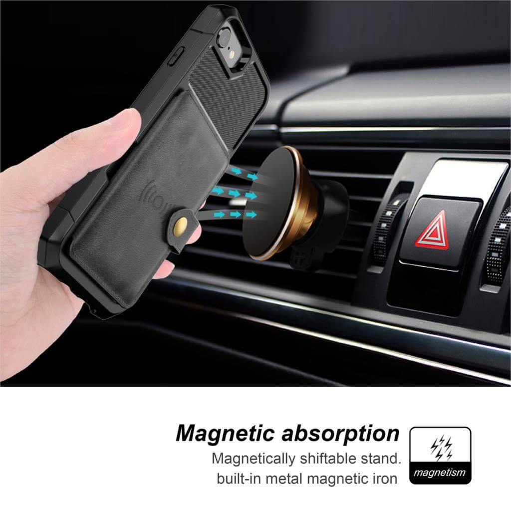 Luxury Leather Buckle Wallet Case for iPhone - MaviGadget