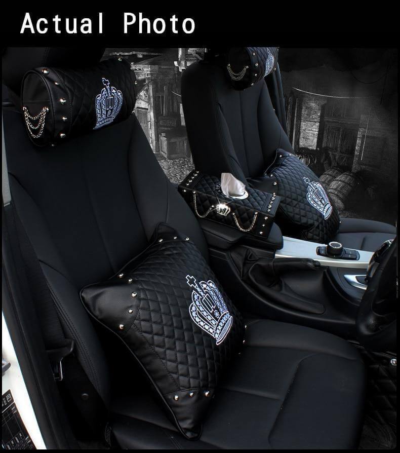 Luxury Crown Leather with Crystal Rhinestone Tissue Box - MaviGadget