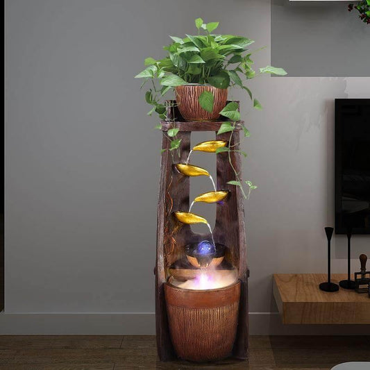 Gold Leaf Lucky Fengshui Water Fountain - MaviGadget