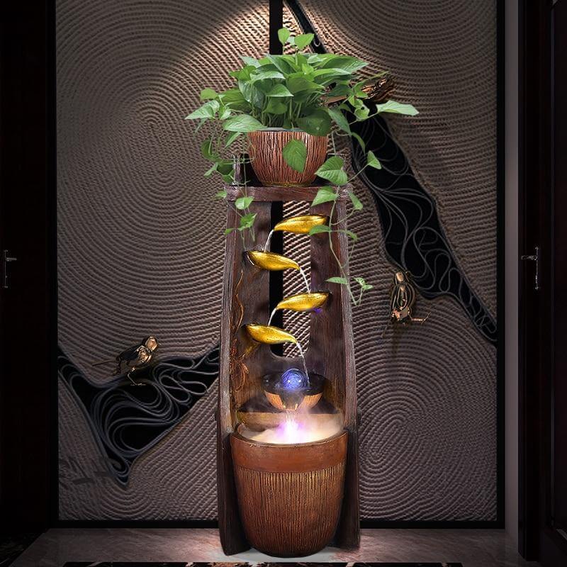 Gold Leaf Lucky Fengshui Water Fountain - MaviGadget
