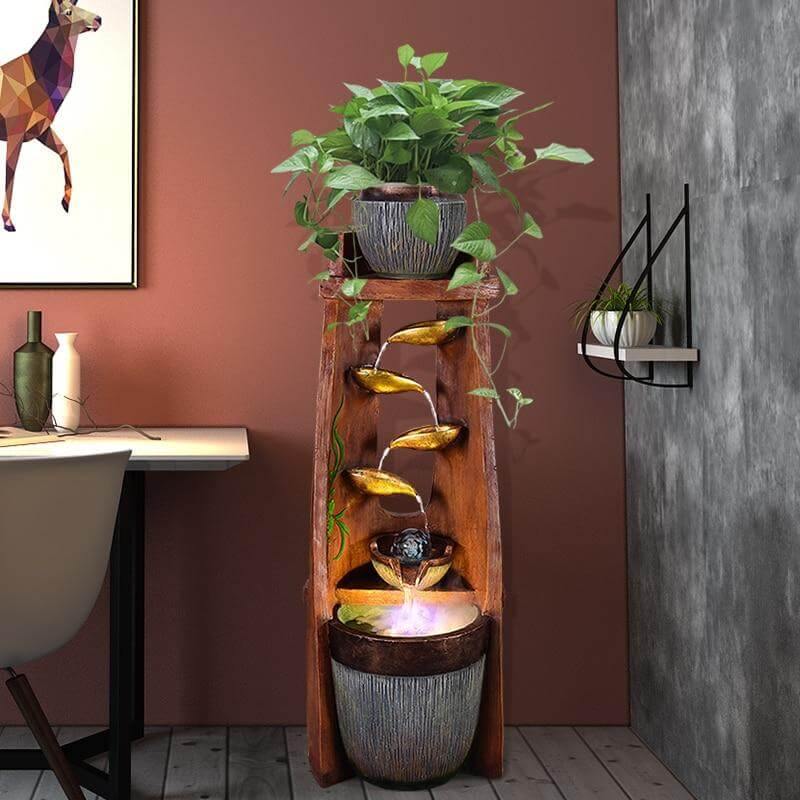 Gold Leaf Lucky Fengshui Water Fountain - MaviGadget