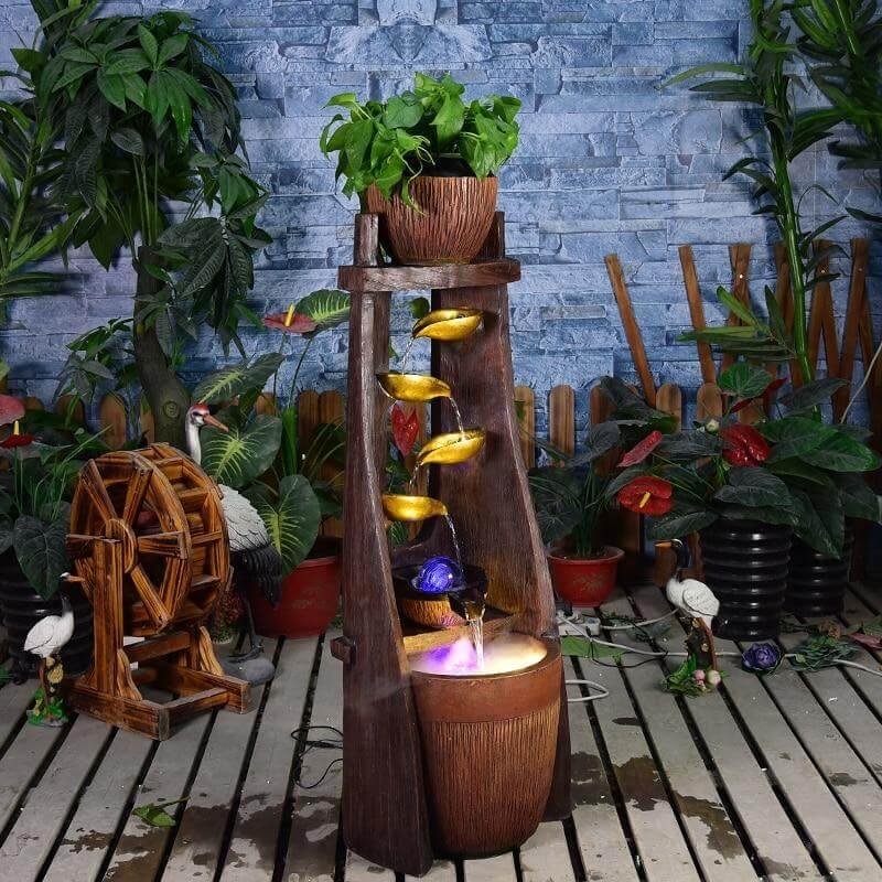 Gold Leaf Lucky Fengshui Water Fountain - MaviGadget