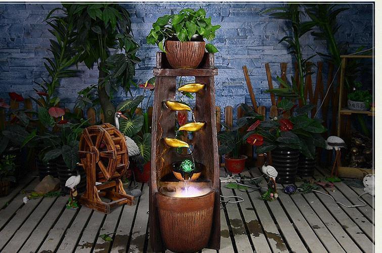 Gold Leaf Lucky Fengshui Water Fountain - MaviGadget