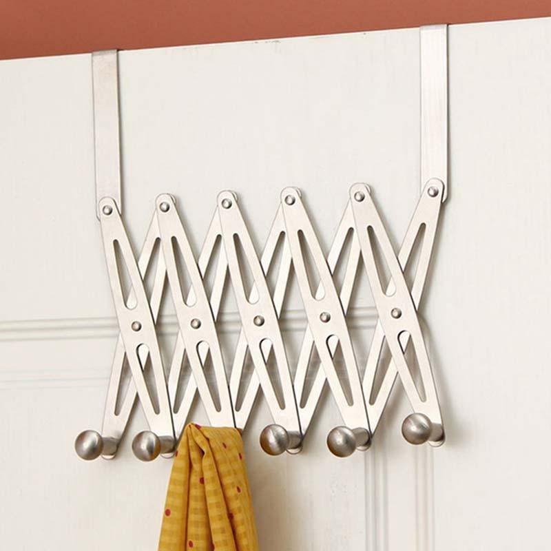 Stainless Steel 6-Hook Flexible Back Door Hanger - MaviGadget
