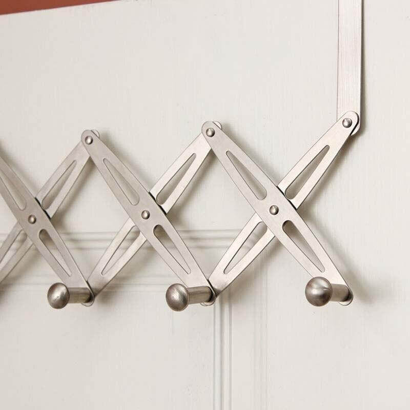 Stainless Steel 6-Hook Flexible Back Door Hanger - MaviGadget