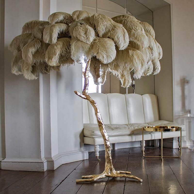 Icelandic Ostrich Feather Tree Lamp - MaviGadget