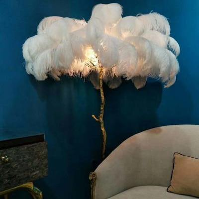 Icelandic Ostrich Feather Tree Lamp - MaviGadget