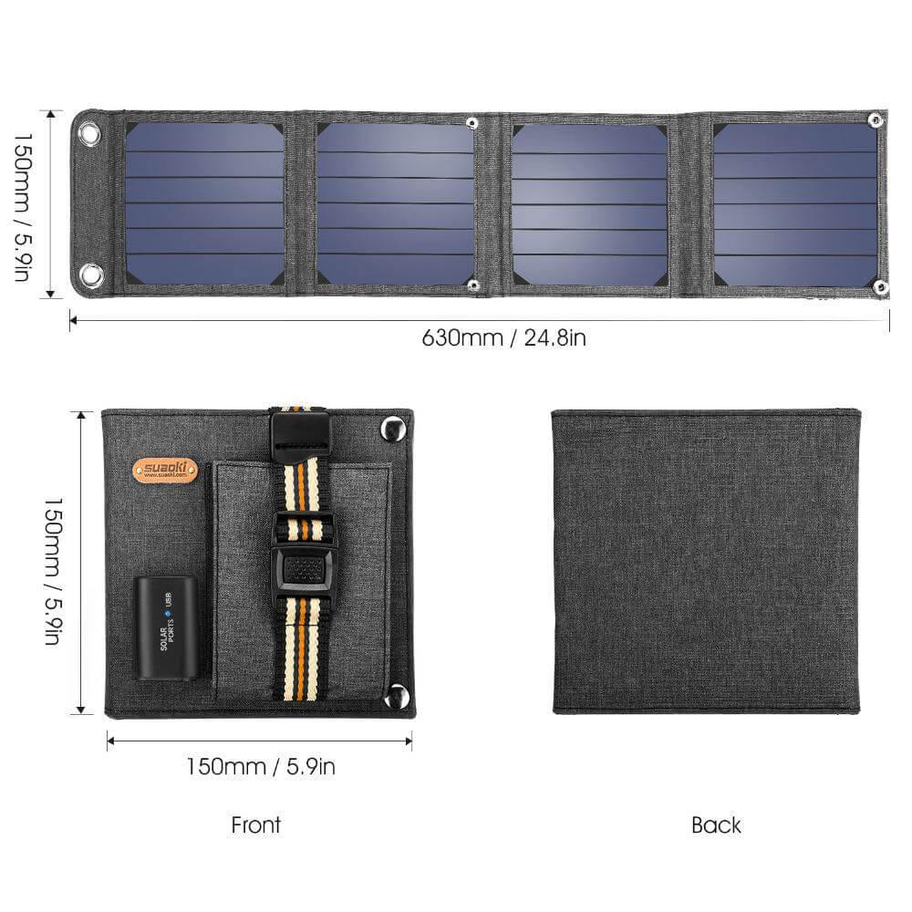 14W Portable Solar Panels 5V 2.1A USB - MaviGadget