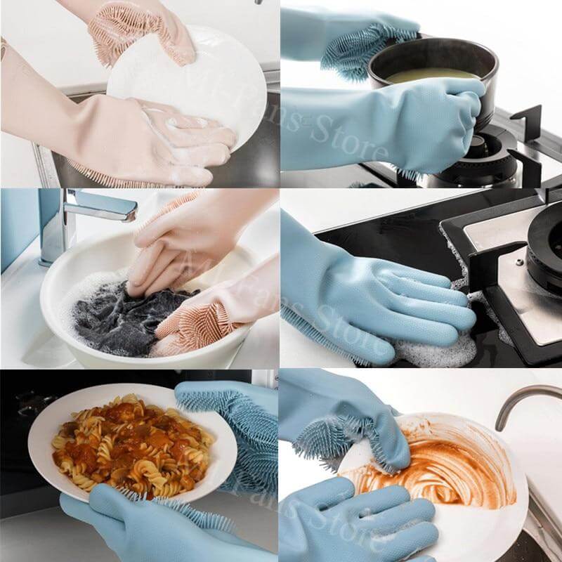 Non-Slip Magic Silicone Cleaning Gloves - MaviGadget