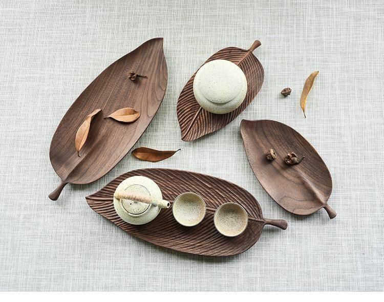 Walnut Snack Tray Leaf Plates - MaviGadget