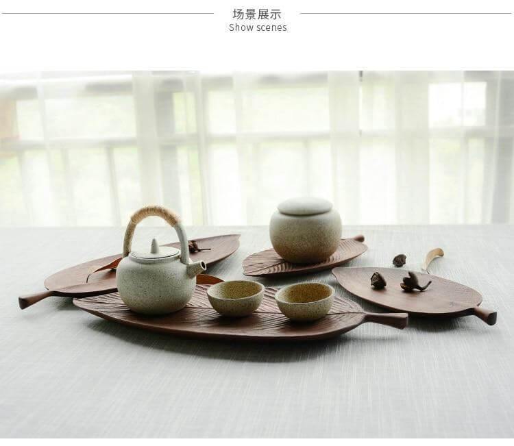 Walnut Snack Tray Leaf Plates - MaviGadget