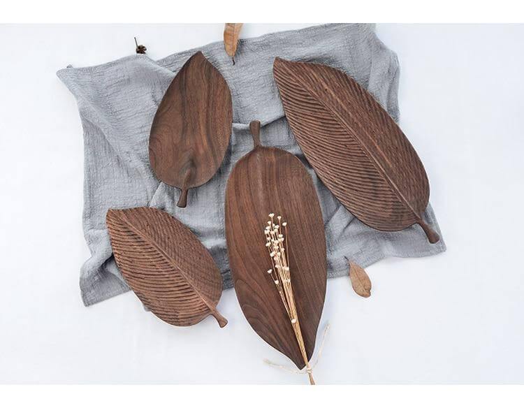 Walnut Snack Tray Leaf Plates - MaviGadget