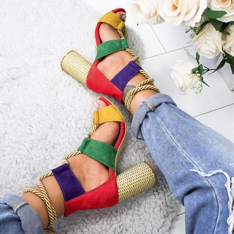 Lace Up Colorful Gladiator Sandals - MaviGadget