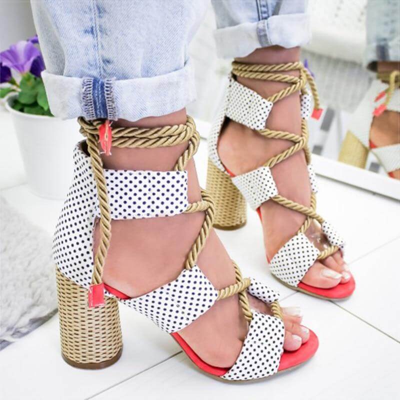 Lace Up Colorful Gladiator Sandals - MaviGadget