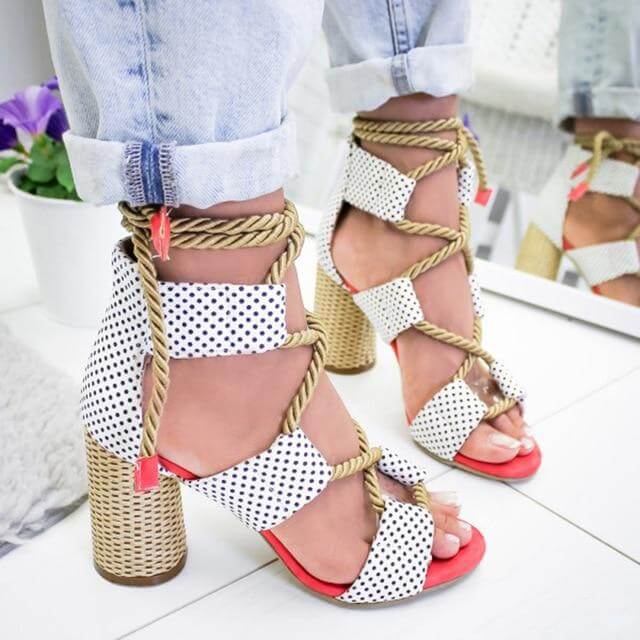 Lace Up Colorful Gladiator Sandals - MaviGadget