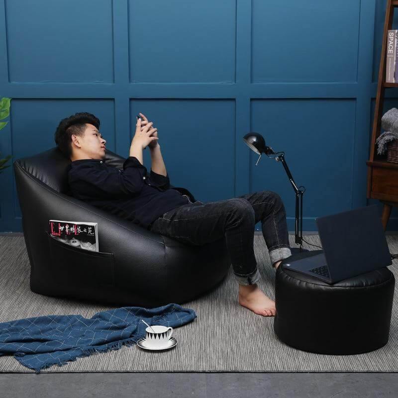 Lazy Sofa Leather Bean Bag - MaviGadget