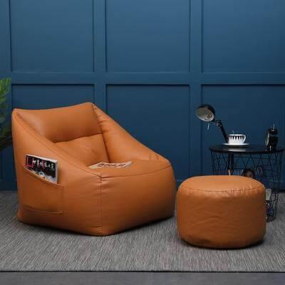 Lazy Sofa Leather Bean Bag - MaviGadget