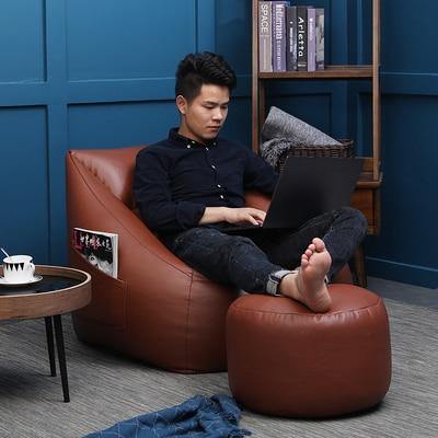Lazy Sofa Leather Bean Bag - MaviGadget