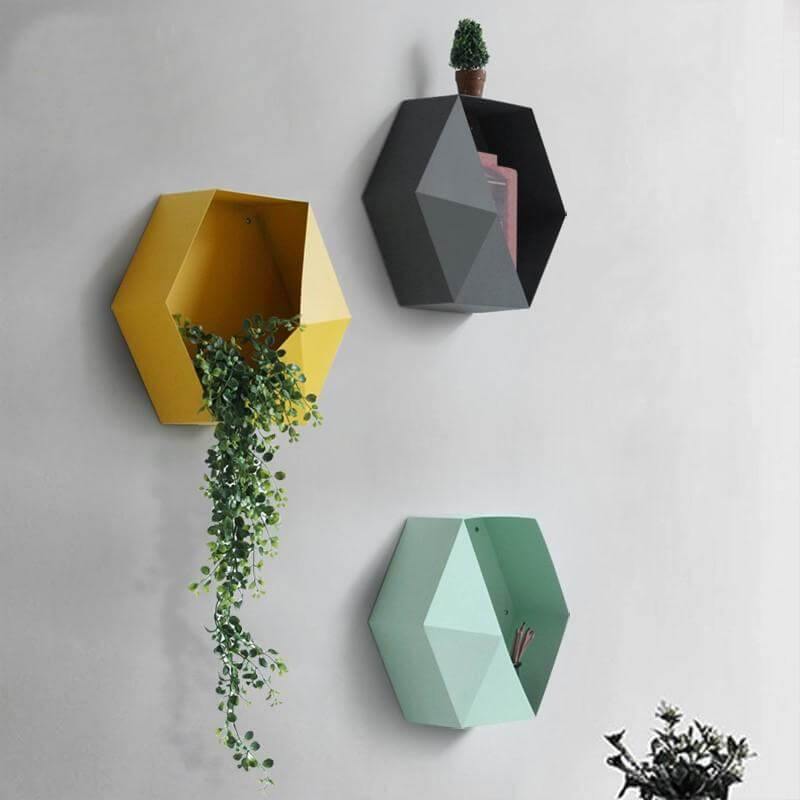 Nordic Geometric Diamond Shelf Wall Vase - MaviGadget
