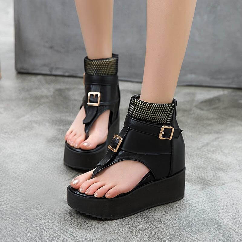 Leather Gladiator Platform Sandals - MaviGadget
