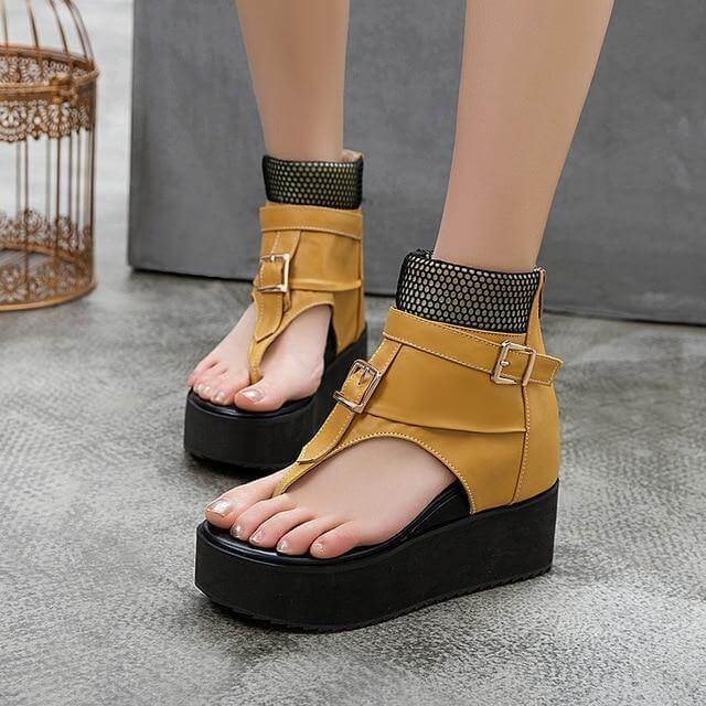 Leather Gladiator Platform Sandals - MaviGadget