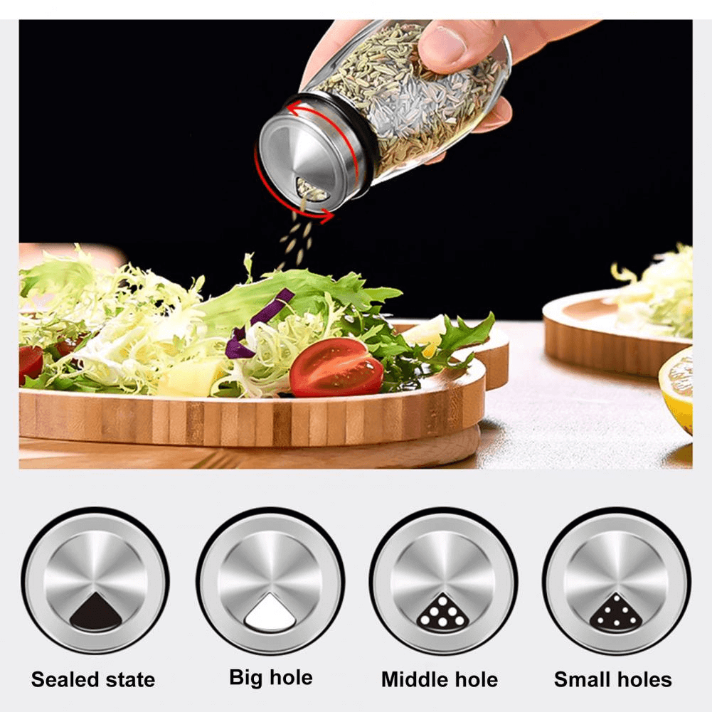 Smart Rotating Stainless Steel Glass Seasoning Set - MaviGadget