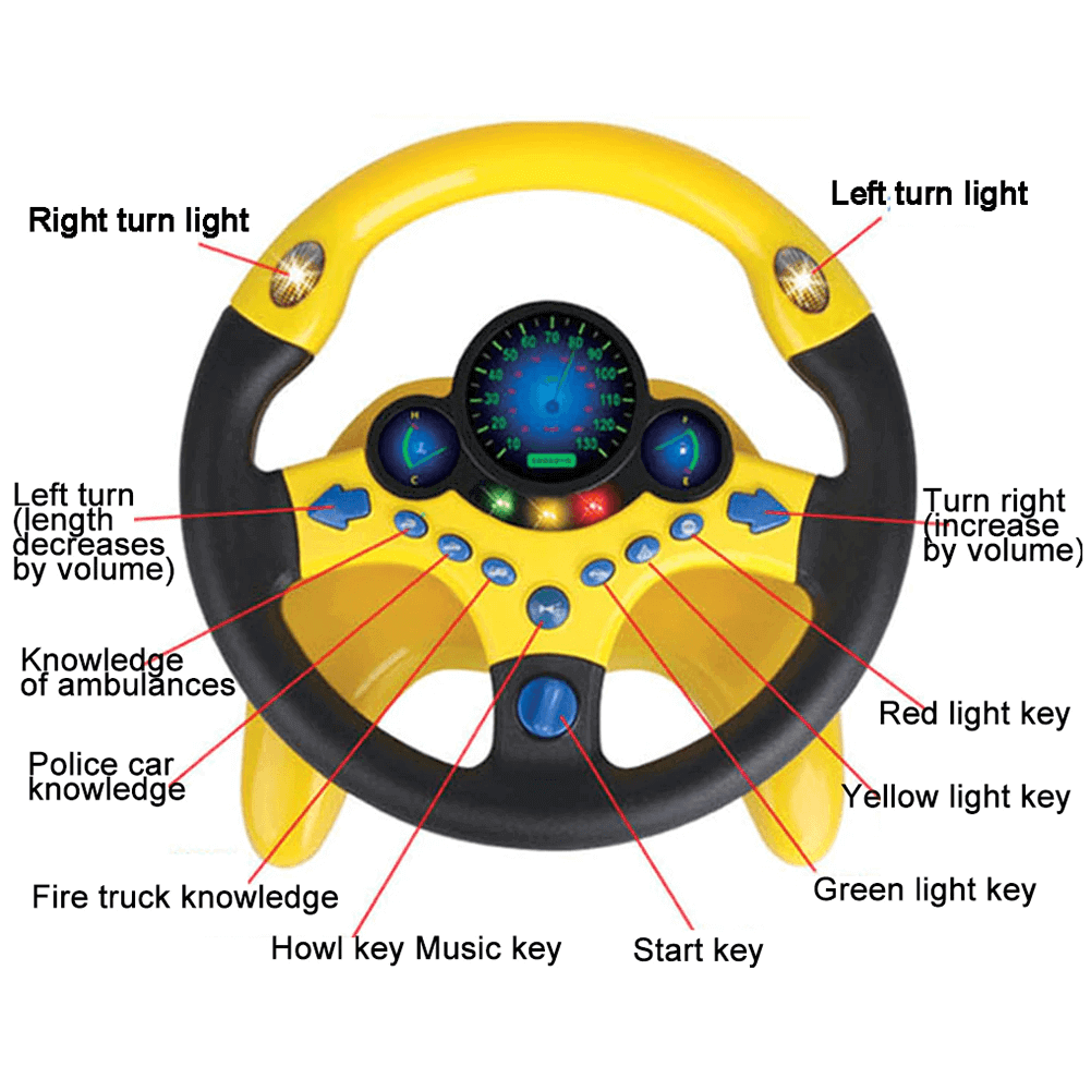 Electric Educational Car Simulation Steering Wheel Toy - MaviGadget