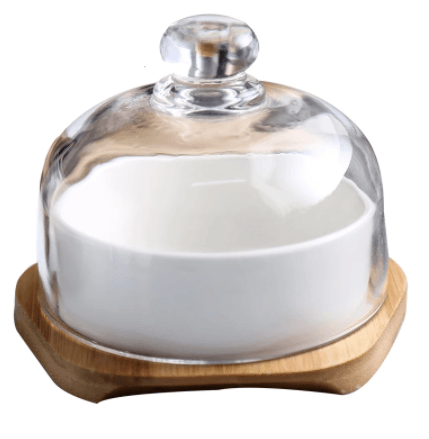Ceramic Glass Lid Snack Plate - MaviGadget
