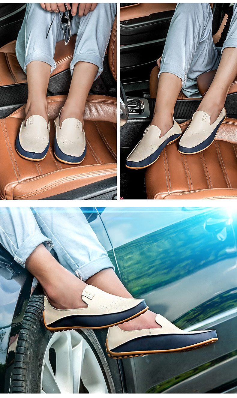 Men Driving Shoes Leather Loafers - MaviGadget