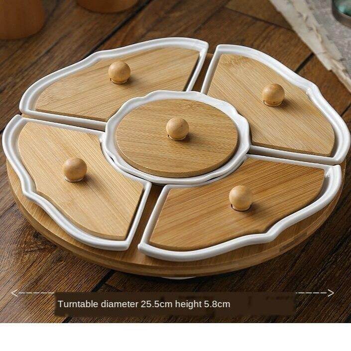 Five Grid Rotating Ceramic Breakfast Platter - MaviGadget